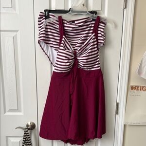 BloomChic Red and White Striped Swim Dress 3X bottom 22/24 top.